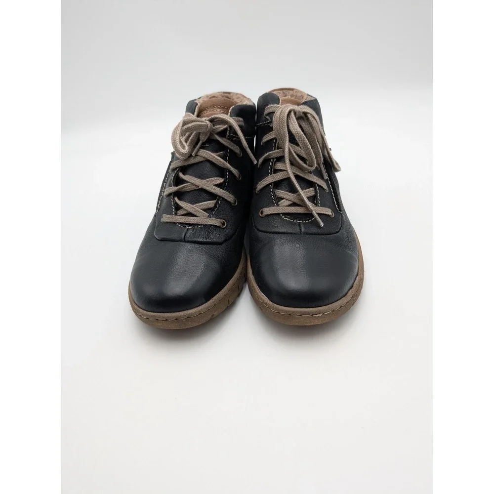 Josef Seibel Boots Womens Size 5.5 Black Leather Fur Lined‎ Ankle Snow Shoes